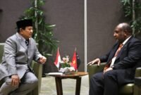 Menteri Pertahanan RI sekaligus presiden terpilih, Prabowo Subianto menggelar pertemuan dengan Perdana Menteri Papua Nugini James Marape, Rabu (21/8/2024). (Dok. Tim Media Prabowo Subianto)