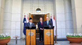 Menteri Pertahanan RI sekaligus presiden terpilih 2024-2029 Prabowo Subianto bersma Perdana Menteri (PM) Australia Anthony Albanese.  (Dok. Tim Media Praowo)

